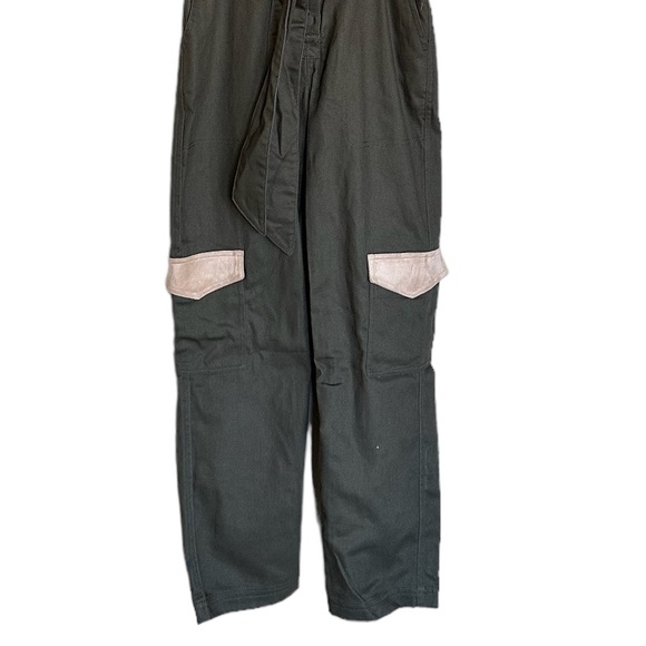NWT H&M X Hart Denton Green Cargo Denim Suede Patch Jumpsuit Boiler Suit - Picture 7 of 9